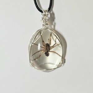 Necklace- Real Spider Wire Wrapped Pendant